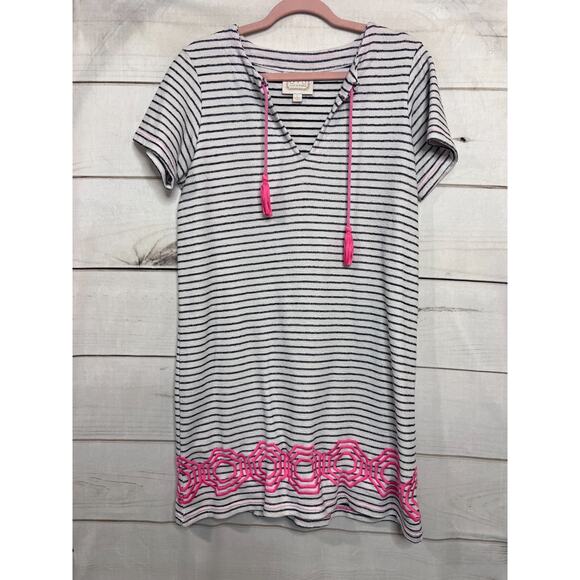 Sail to Sable Dresses & Skirts - Sail to Sable Dress Size Large White with Blue Stripes Pink Tassels
